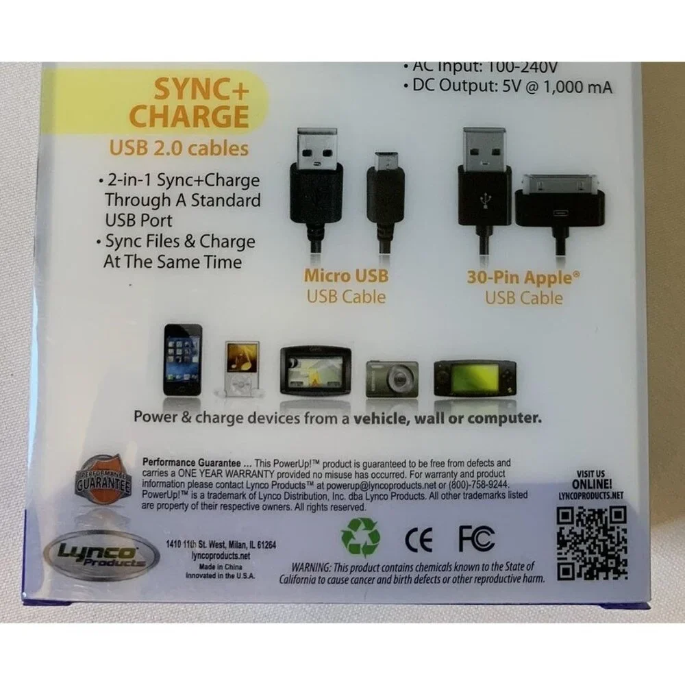 PowerUp Universal USB Sync+Charge Kit Car and Wall Chargers Micro USB 30-Pin NEW